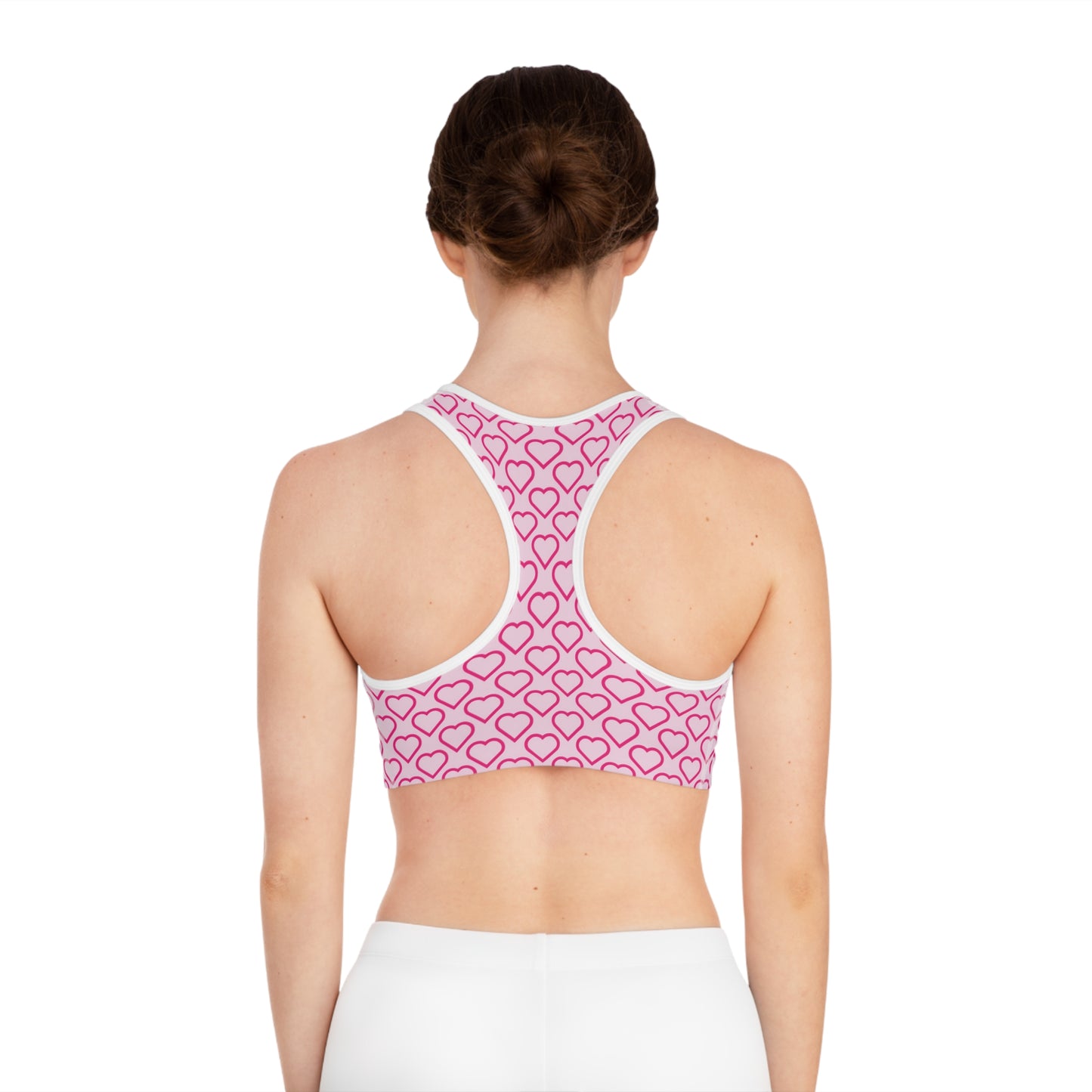 Damen Sport BH Herz Print Pink Atmungsaktiv Yoga Fitness Top