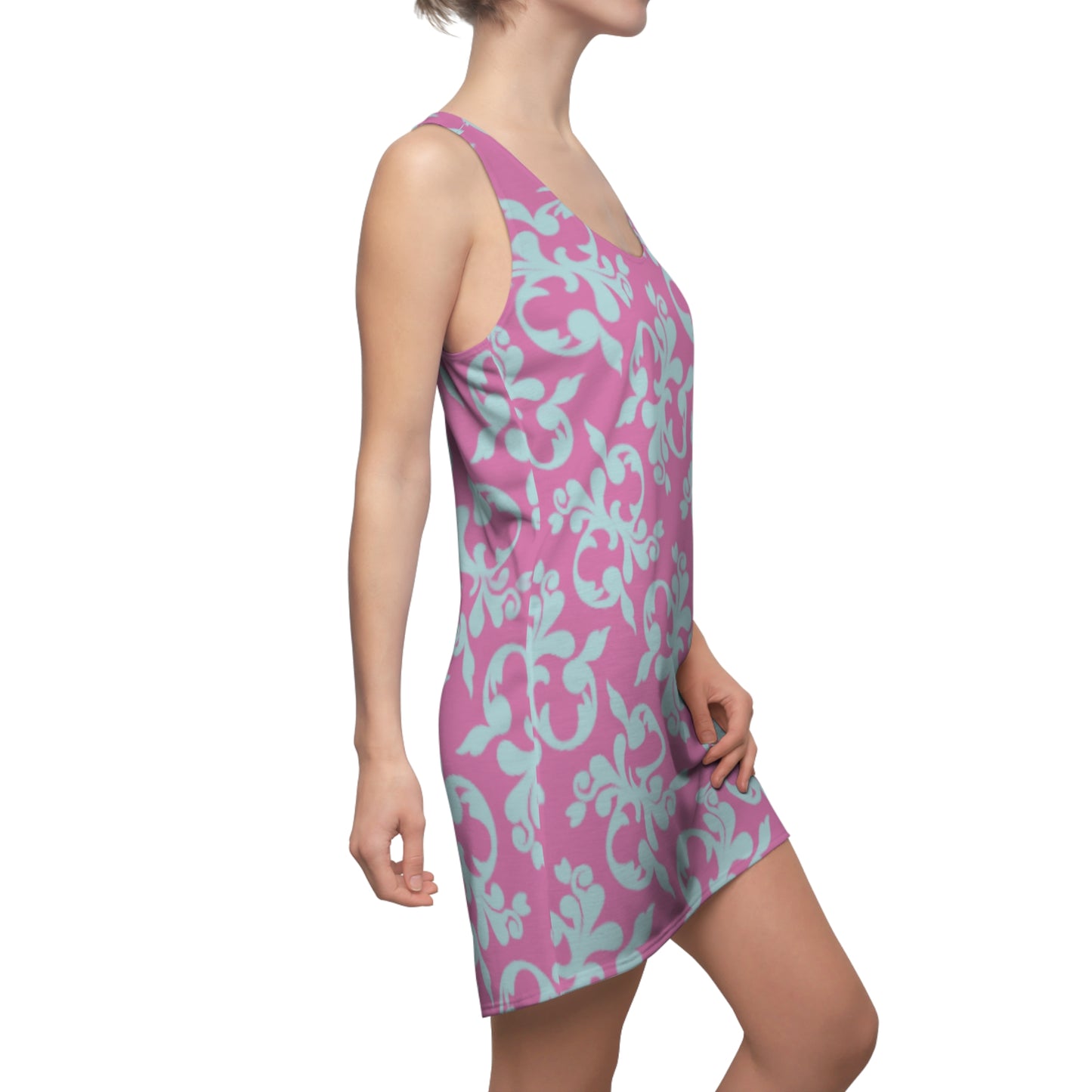 Rosa Türkis Floral Racerback Kleid – Sommer Damenmode