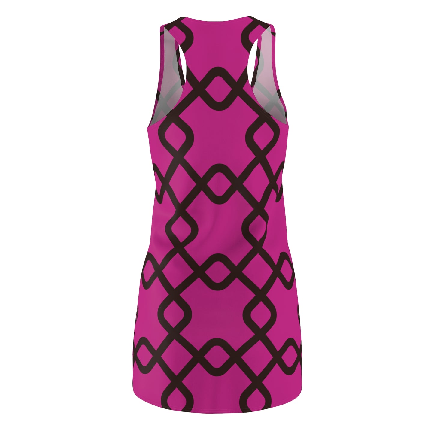 Damen Racerback Kleid Pink mit schwarzem Muster – Sommer Freizeitkleid