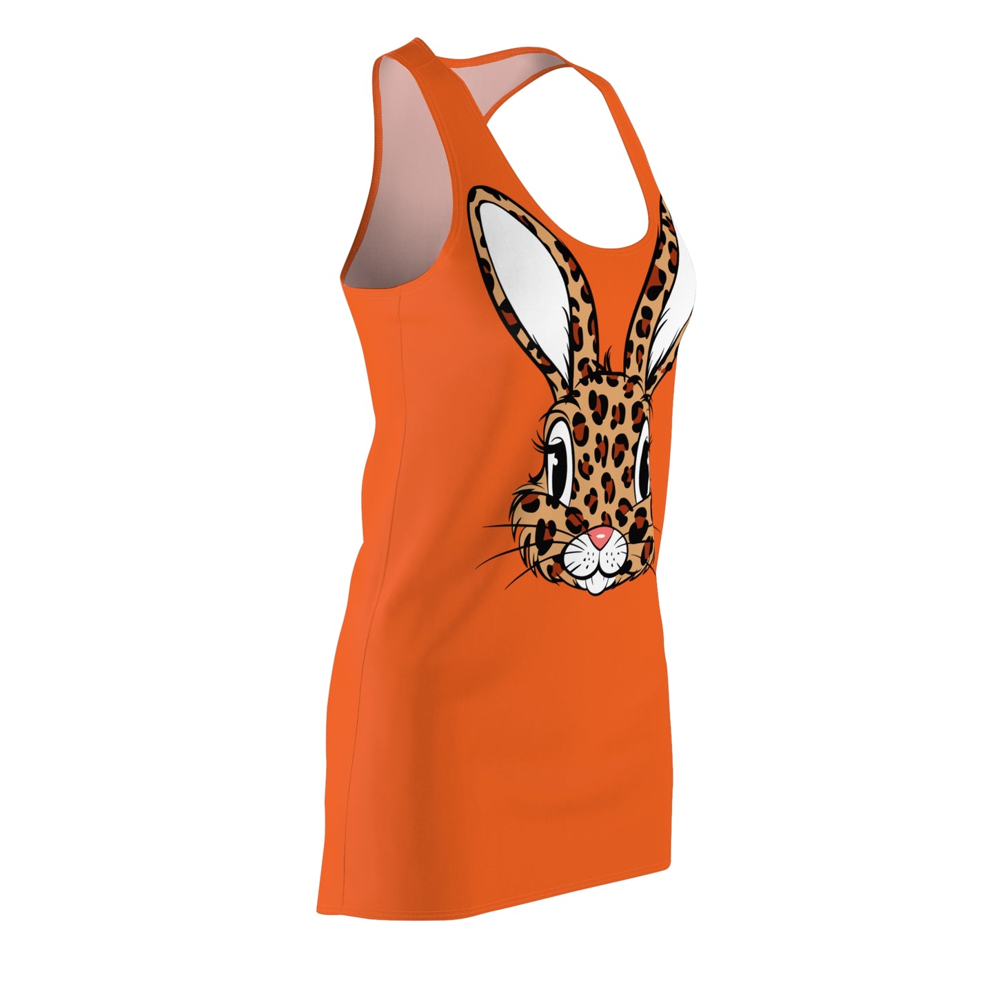 Leoparden Hase Racerback Kleid – Tierisch Orange