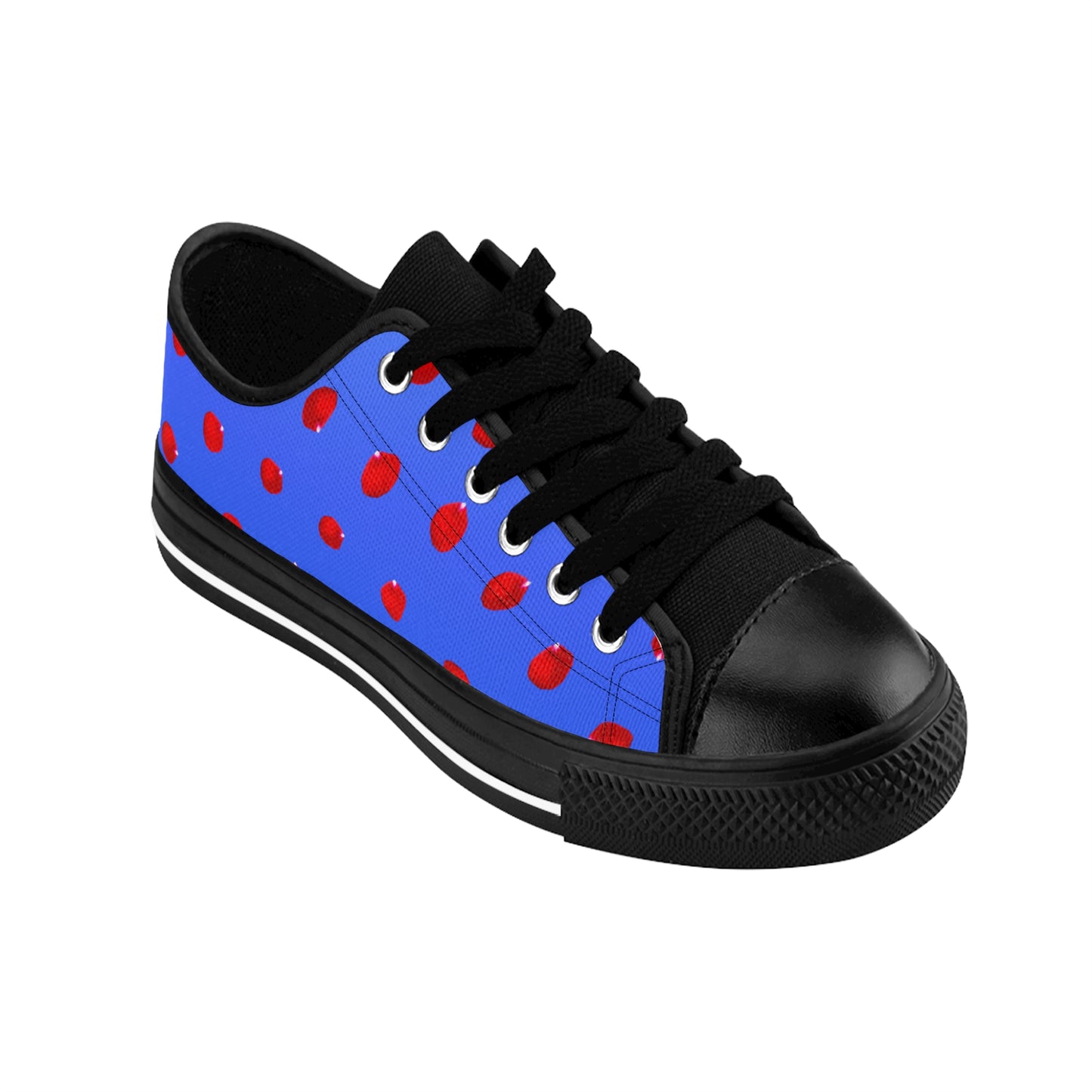 Blue Red Floral Sneakers Women Casual Low Top Canvas Shoes