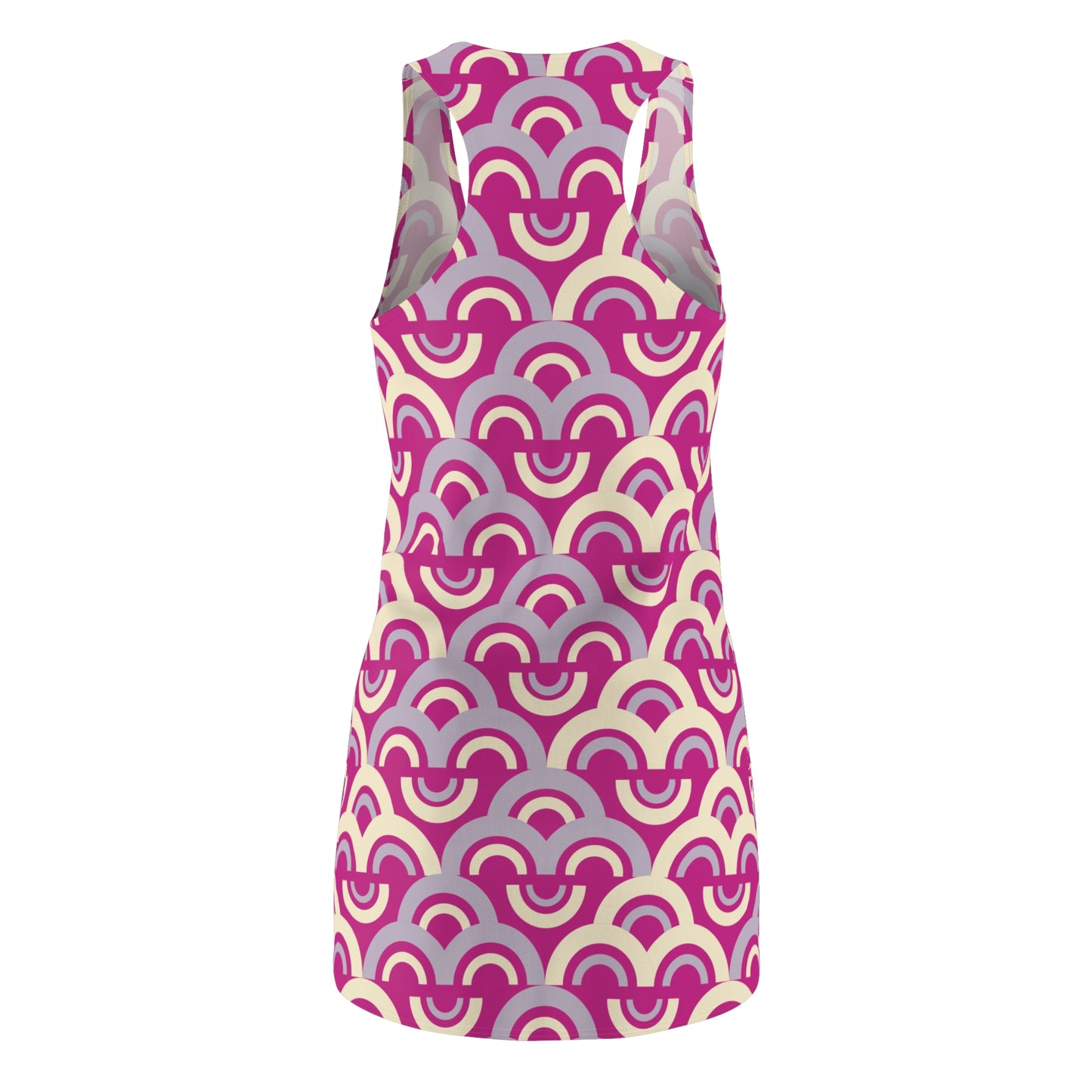 Damen Racerback Kleid Pink Pastell Bogenmuster Bequemes Freizeitkleid