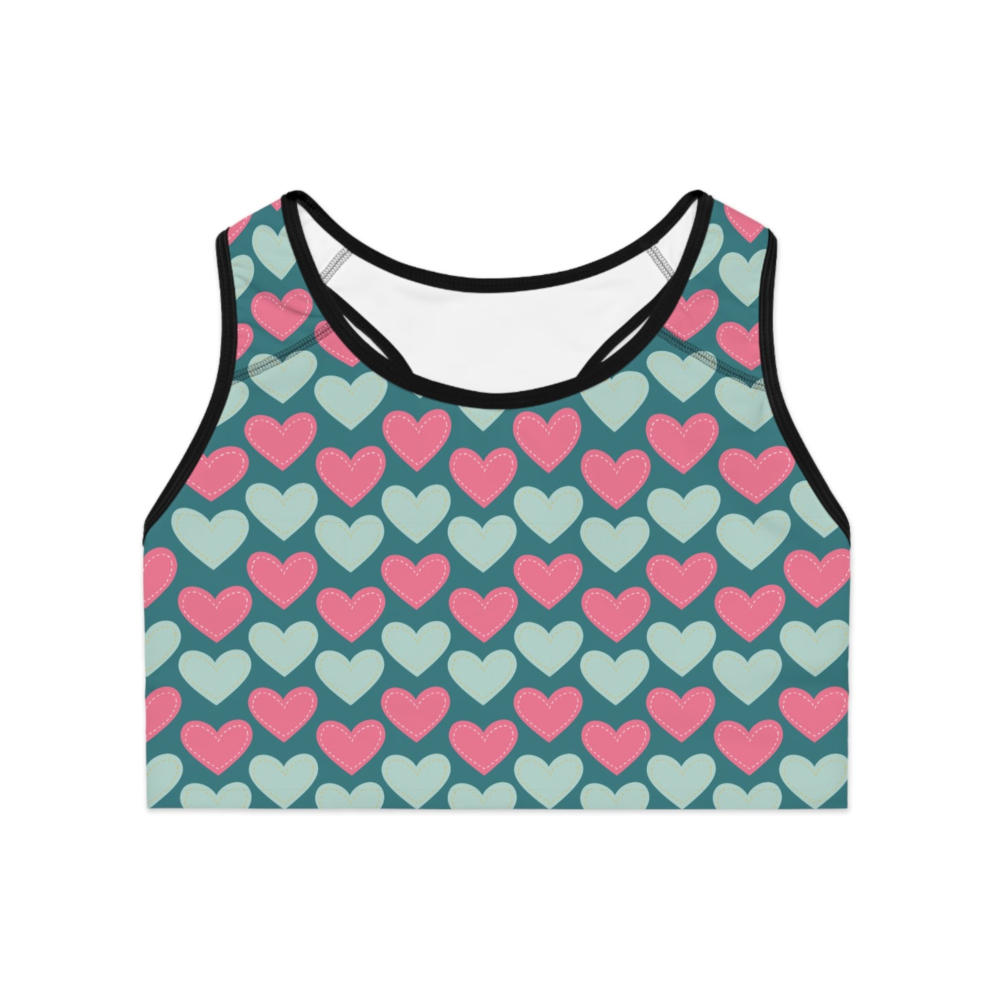 Damen Sport BH Herz Muster Atmungsaktiv Fitness Yoga Lauf Top