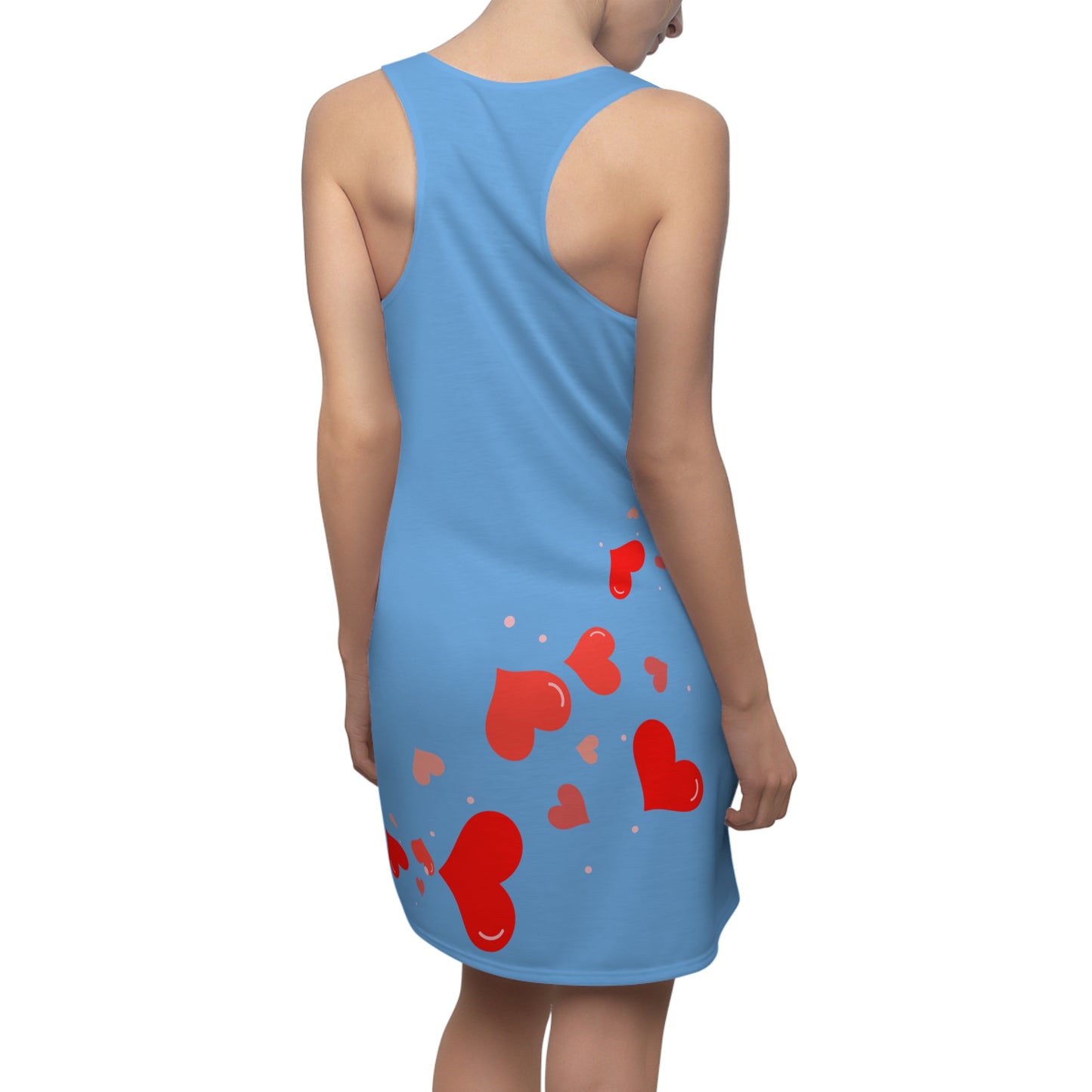 Hellblau Herz Racerback Kleid – Elegantes Valentinstag Outfit