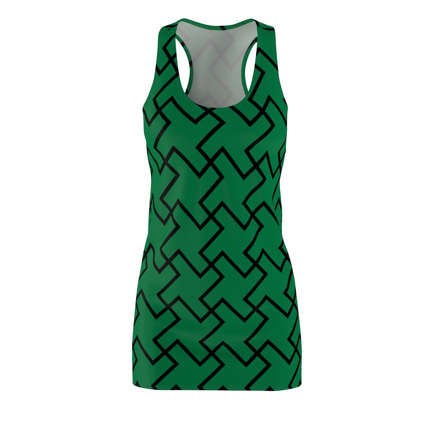 Grünes Geometrie Racerback Kleid – Modern & Bequem
