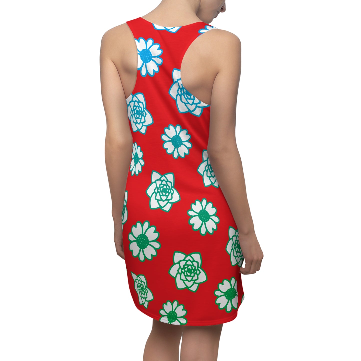 Racerback Kleid Rot mit grünem Blumenmuster Sommerlook