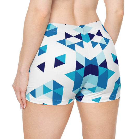 Damen Shorts Geometrisch Blau Muster Sport Sommer Lifestyle