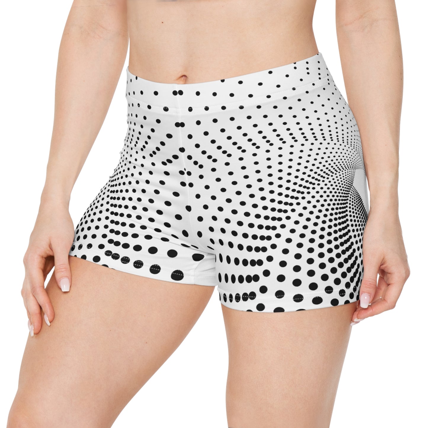 Damen Shorts Schwarz Weiss Punkte Design Sommer Sport Freizeit