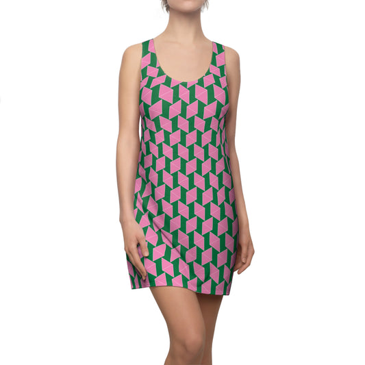 Pink Geometrie Racerback Kleid – Stylisches Sommerkleid