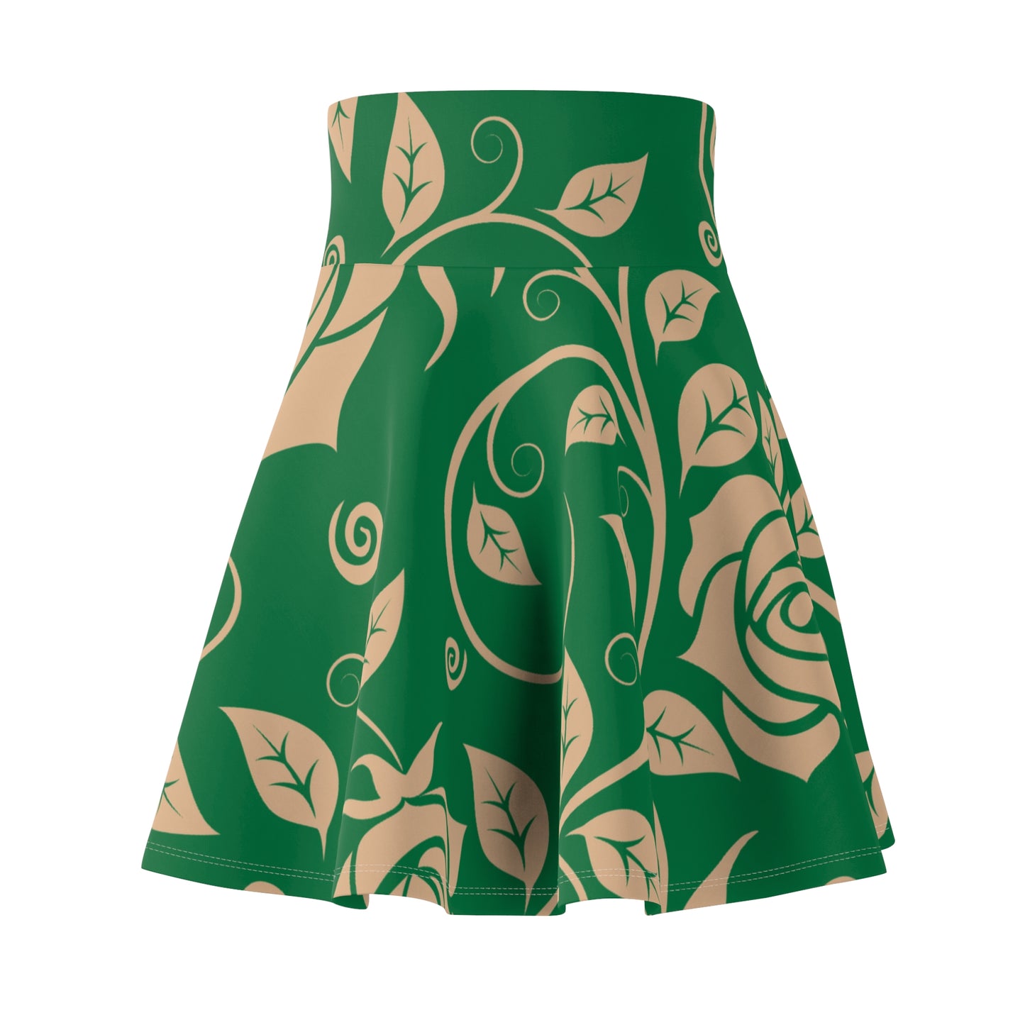 Grüner Damen Rock Floral Skater Elegant Frühling Sommer Casual