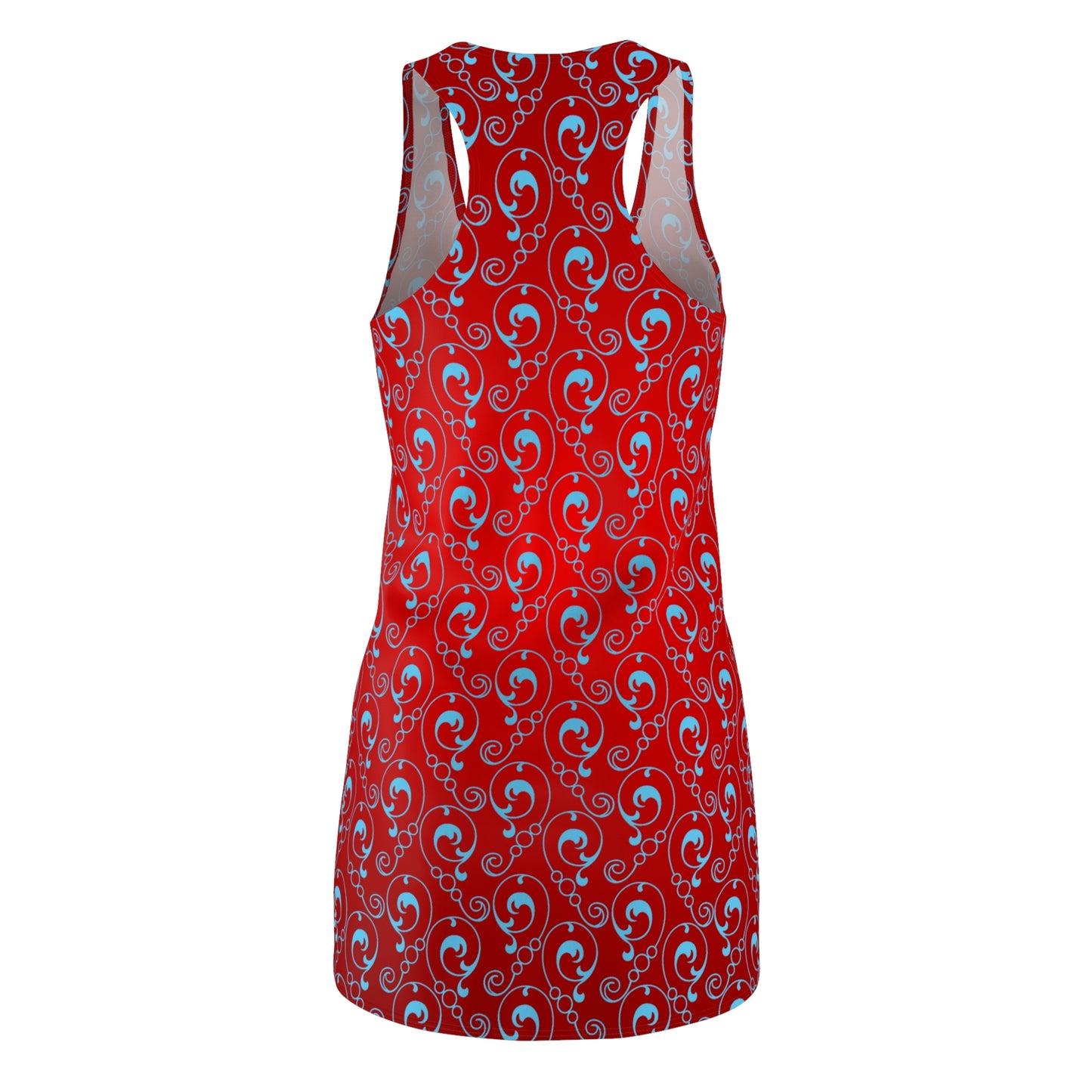 Rot Blau Ornament Racerback Kleid – Sommerkleid Damen