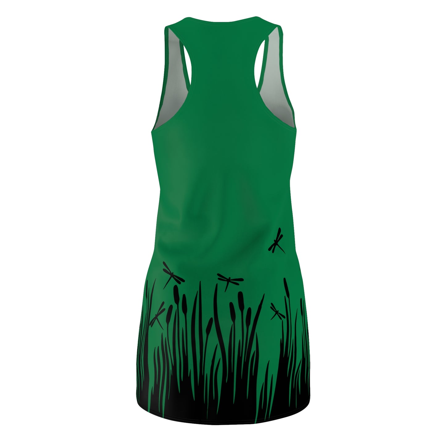 Dunkelgrünes Damen Kleid Libellen Design Racerback Sommer Freizeit Party
