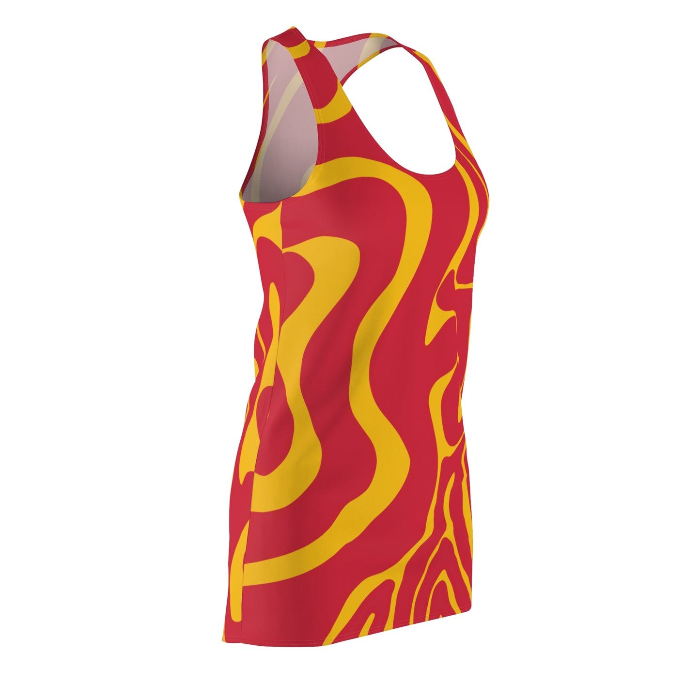 Rot Swirl Racerback Kleid – Abstraktes Sommerkleid