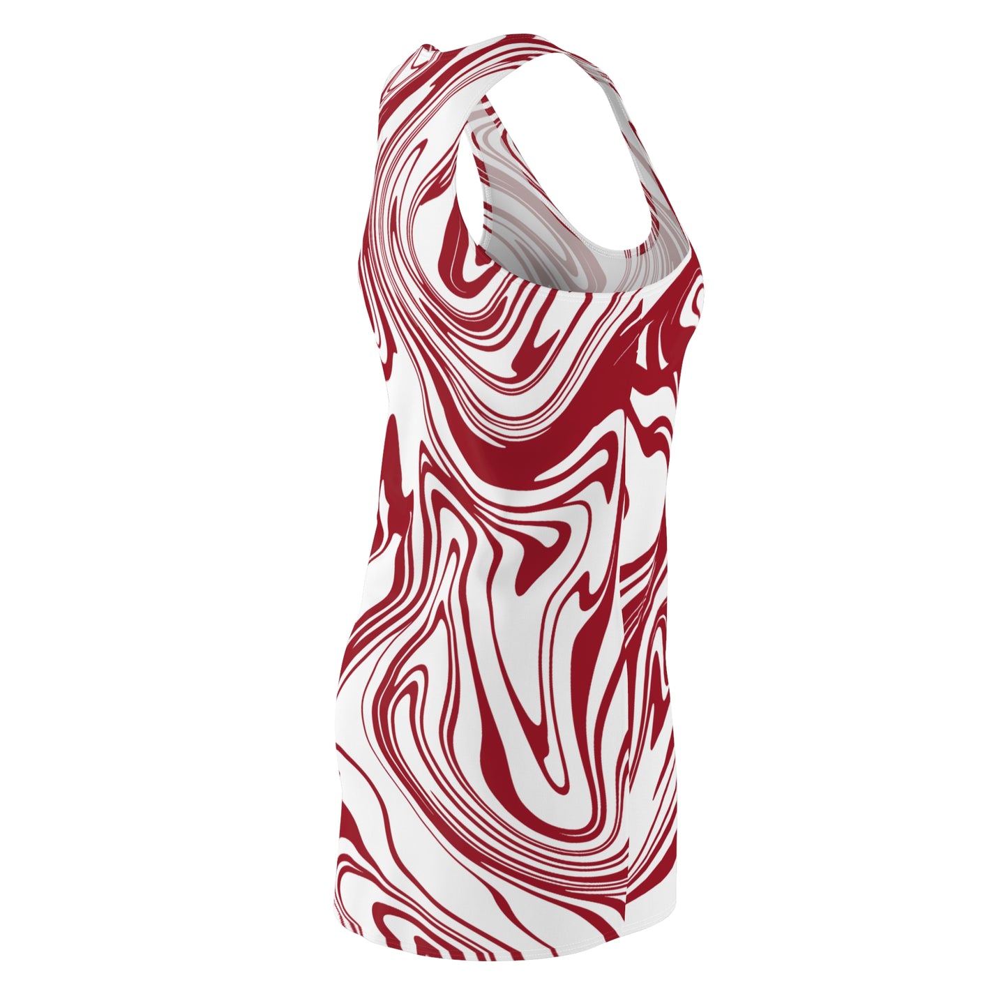 Abstrakt Racerback Kleid – Rot Weiß Sommerkleid