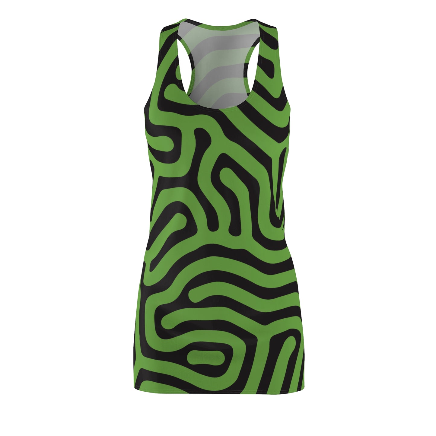Abstrakt Racerback Kleid – Schwarz Grün Damenmode