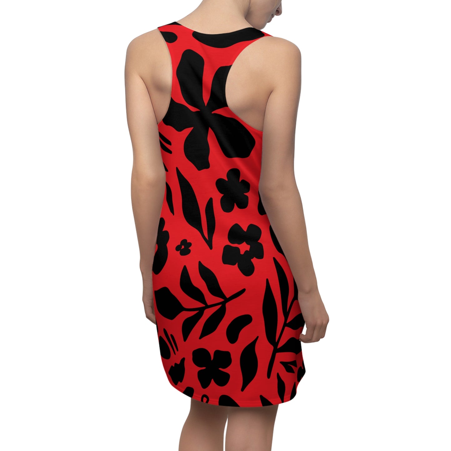 Schwarz Rot Floral Racerback Kleid – Sommer Damenmode