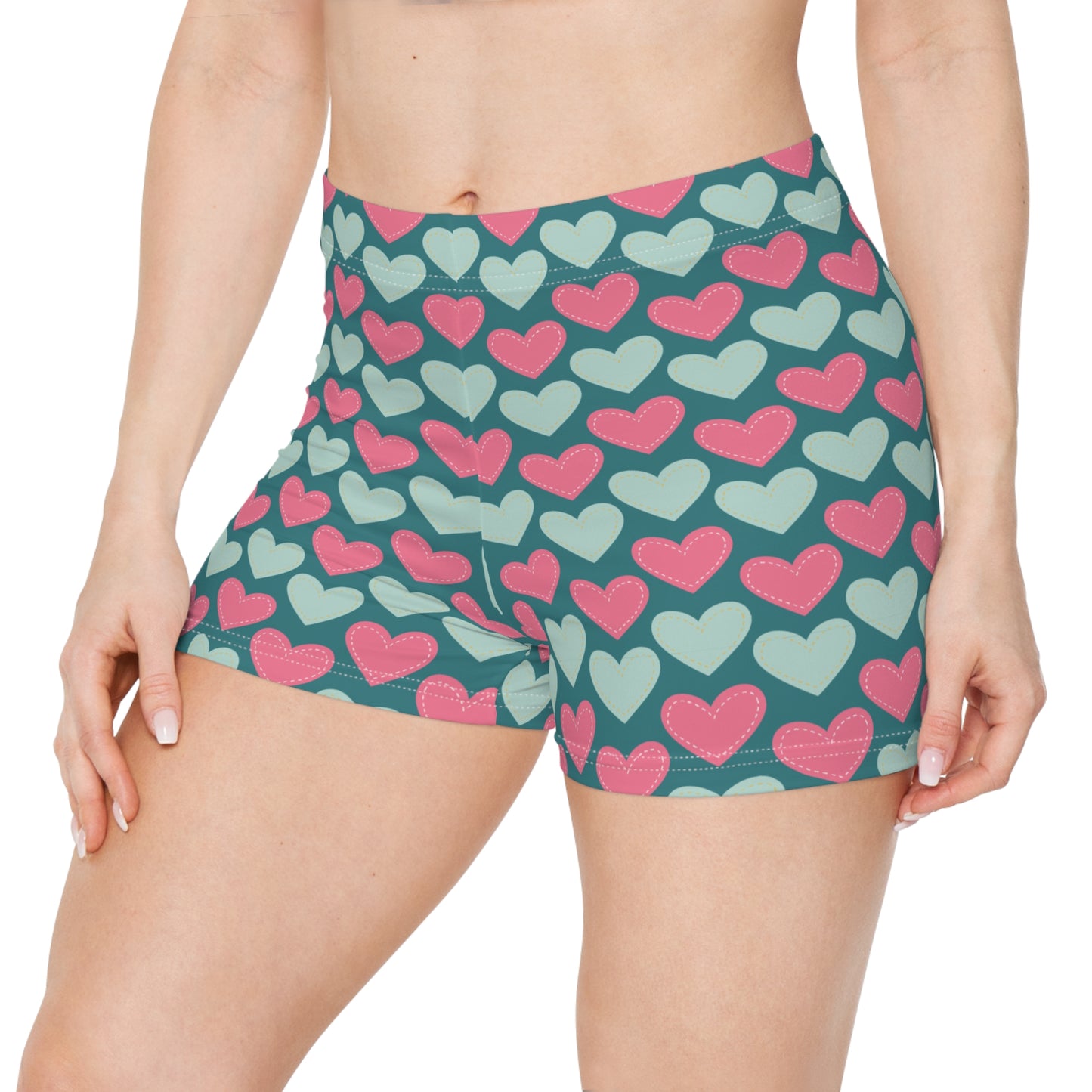 Damen Shorts Herz Print Bequem Sommer Sport Freizeit