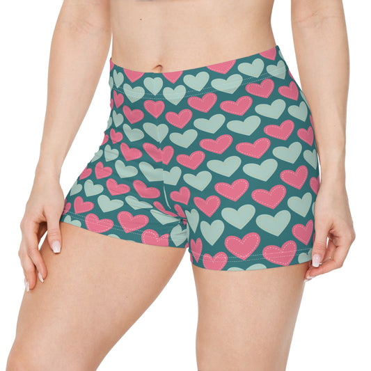 Damen Shorts Herz Print Bequem Sommer Sport Freizeit