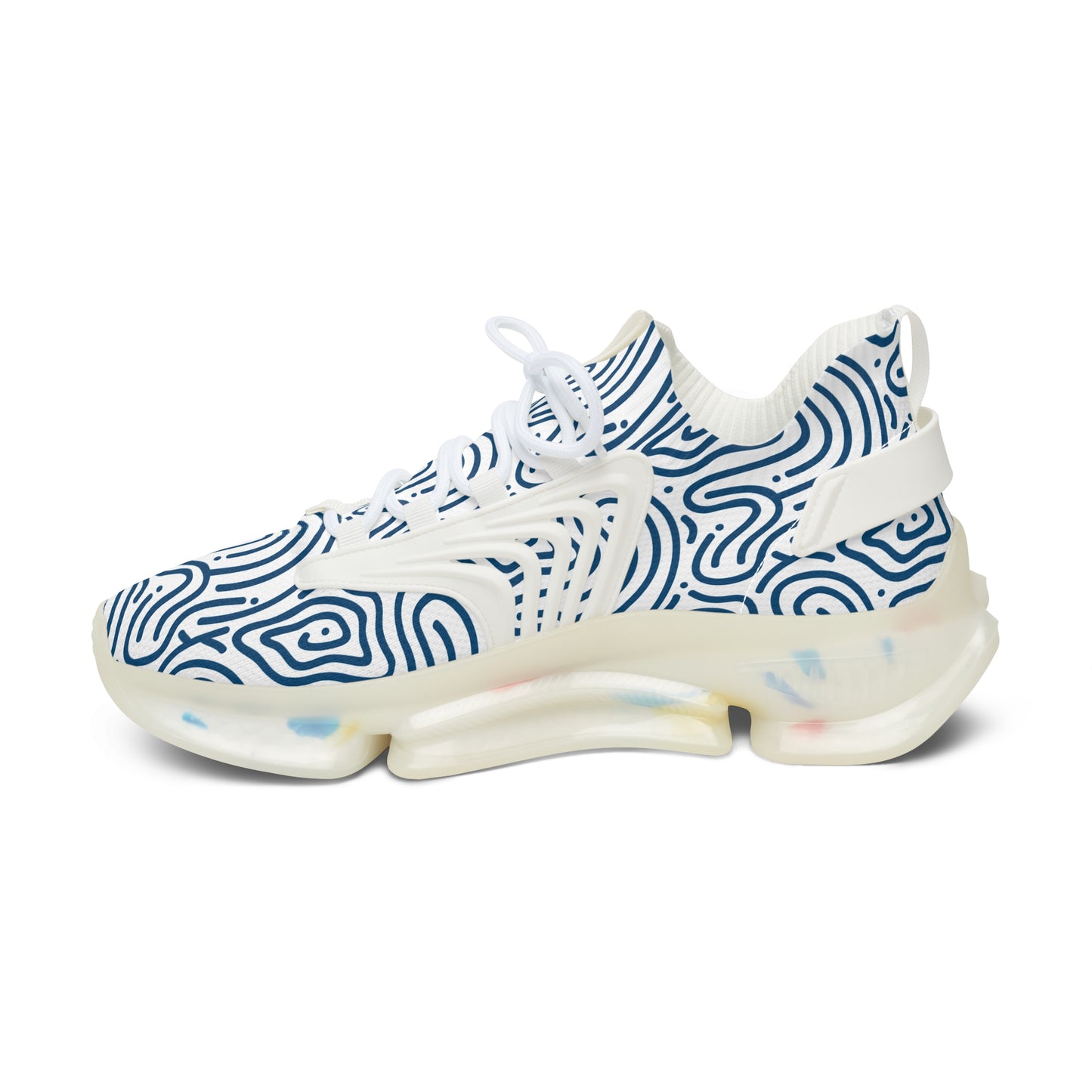 Damen Sneaker Blau Weiß Modern Design Atmungsaktiv