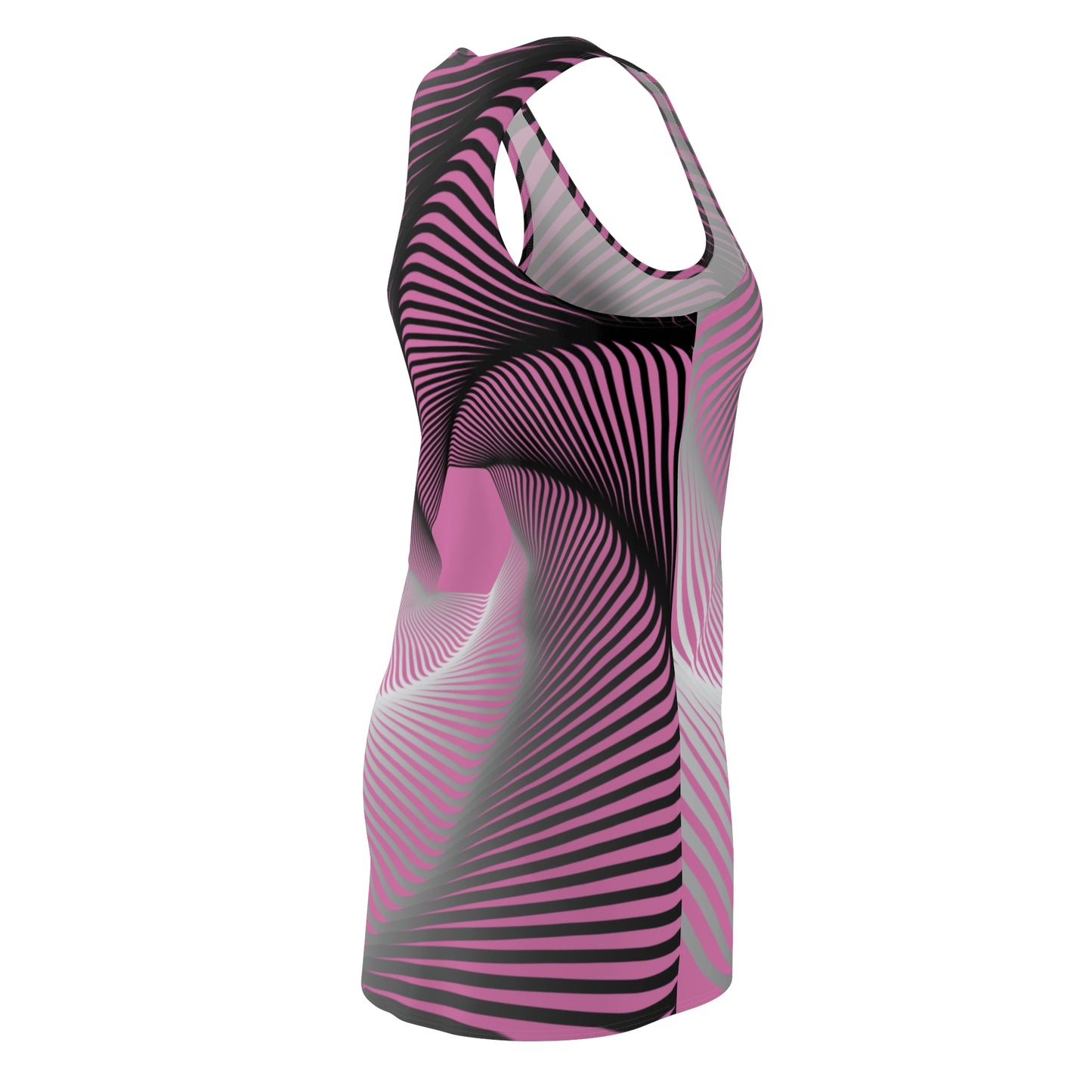 Schwarz Weiß Spirale Racerback Kleid – Stilvolles Sommerkleid Rosa