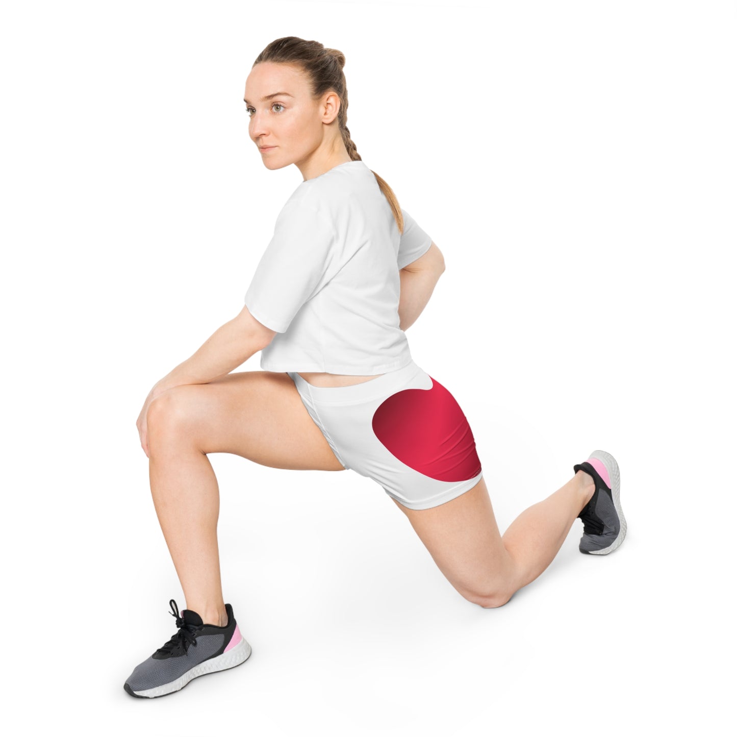 Damen Shorts Rot Herzmuster Sommermode Activewear Geschenkidee