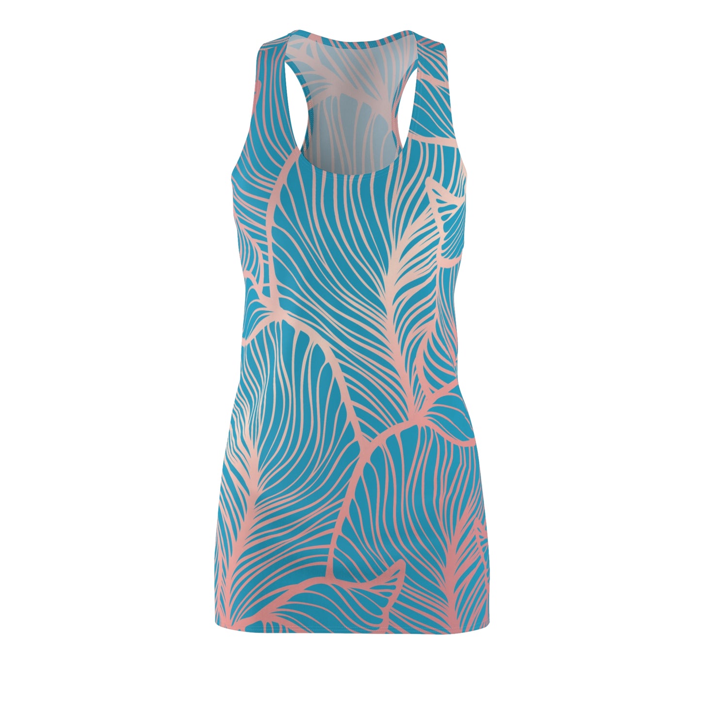 Rosa Türkis Floral Racerback Kleid – Elegantes Sommerkleid