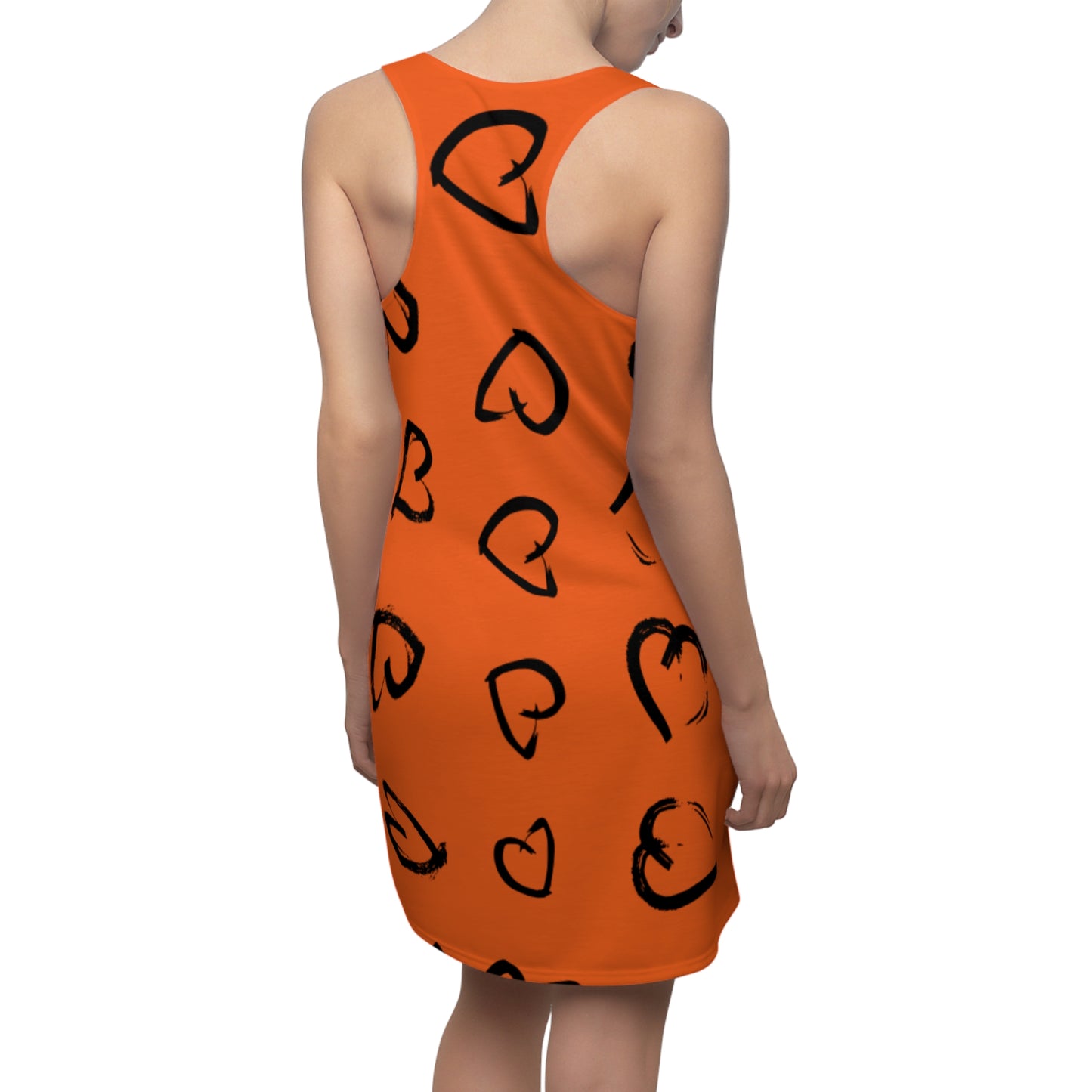 Racerback Kleid mit handgezeichnetem Herzmuster – Lässiges Sommerkleid