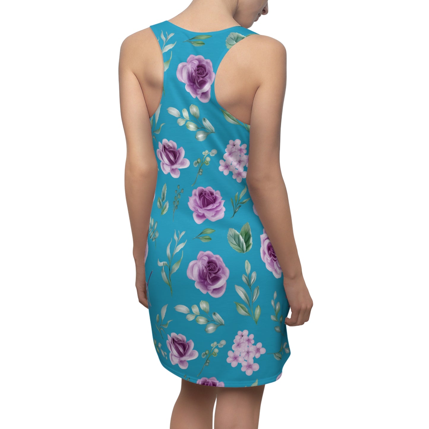 Türkis Floral Racerback Kleid – Blumenkleid Sommer Damen