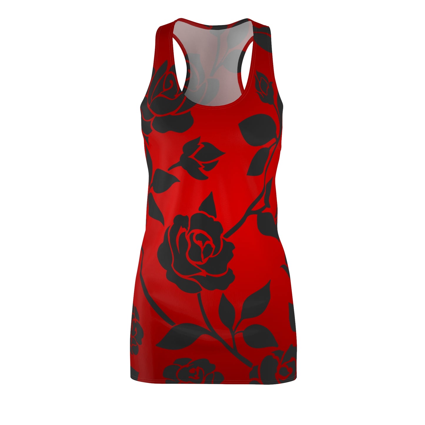 Rot Rosen Blumen Racerback Kleid – Elegantes Sommerkleid