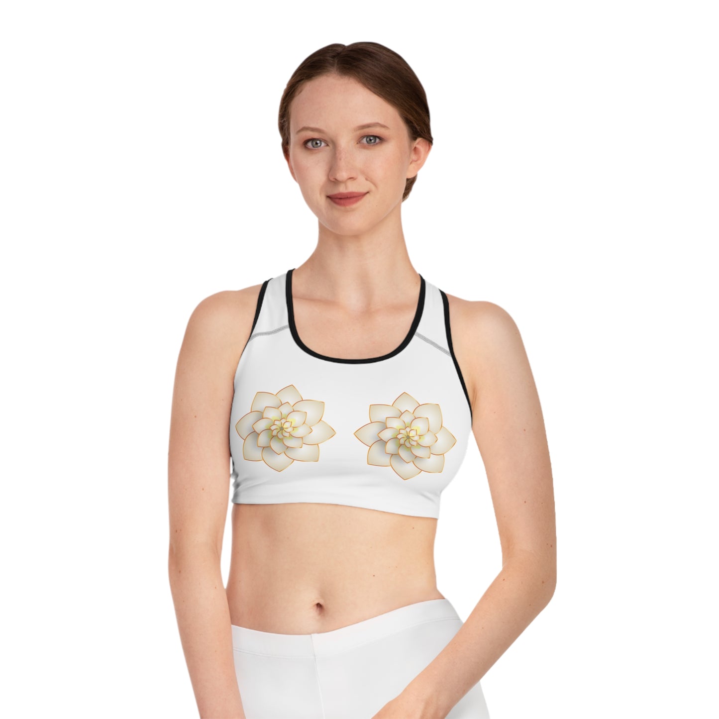 Damen Sport BH Lotus Blumen Print Komfort Yoga Fitness