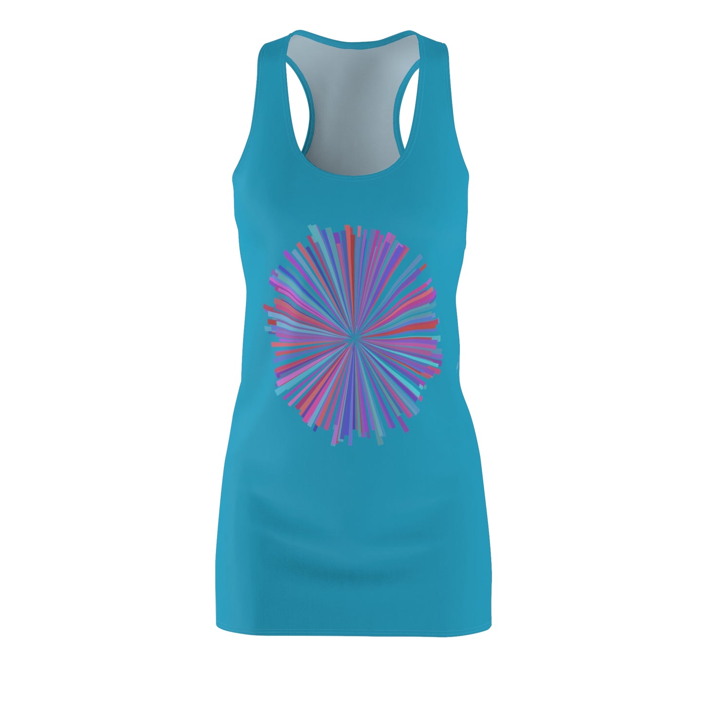 Racerback Kleid mit Aquarell-Muster – Türkises Sommerkleid, elegant & leicht