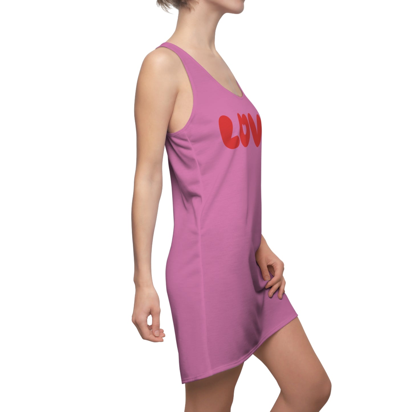 Love Racerback Kleid – Rosa Rot Schriftzug Kleid