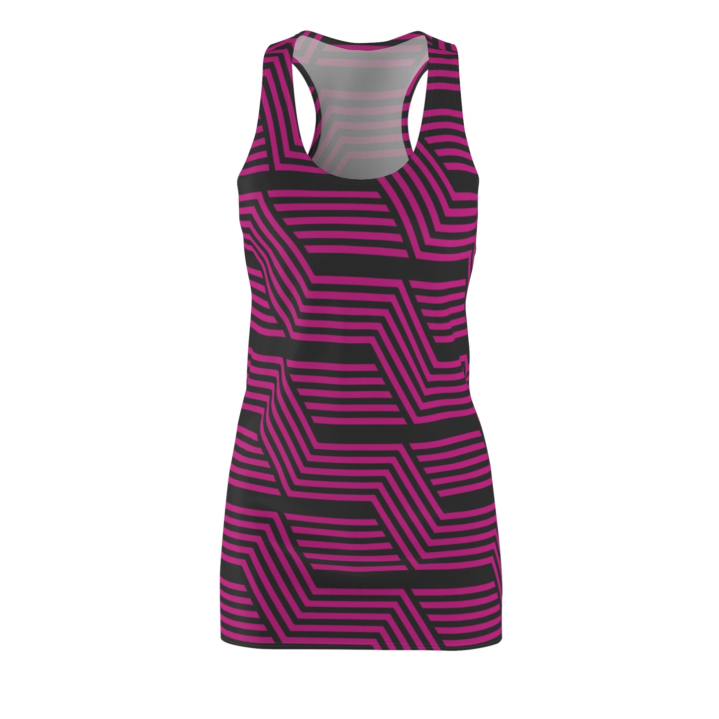 Schwarz Pink Geometrie Racerback Kleid – Modernes Sommerkleid