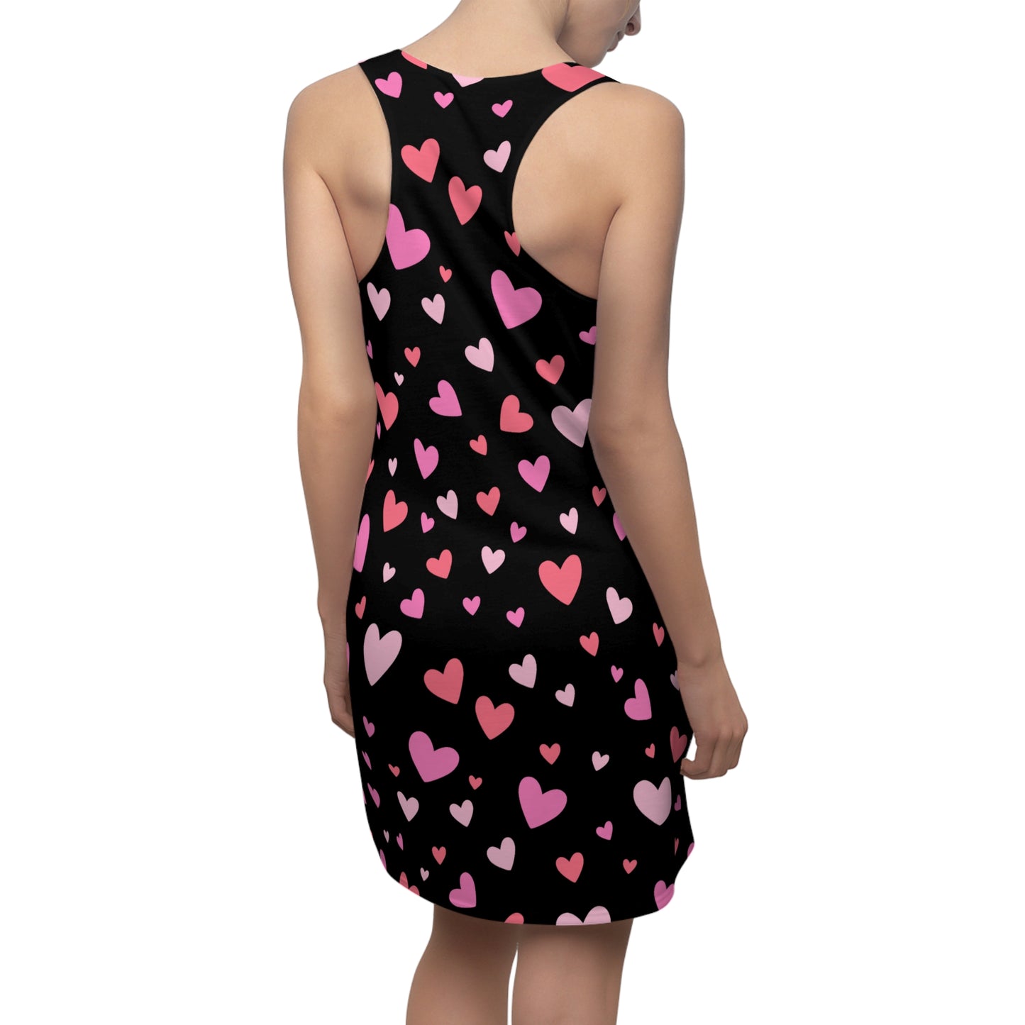 Pink Herz Racerback Kleid – Verspieltes Sommerkleid in Schwarz