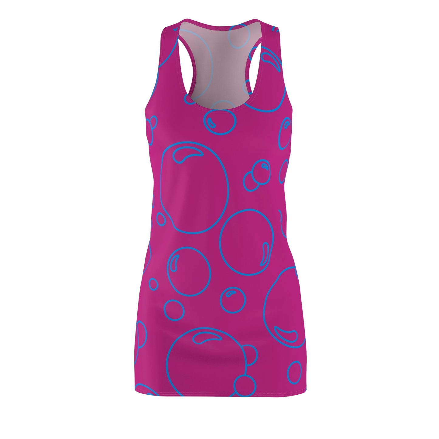 Bubble Print Racerback Kleid – Pink Blau Sommerkleid