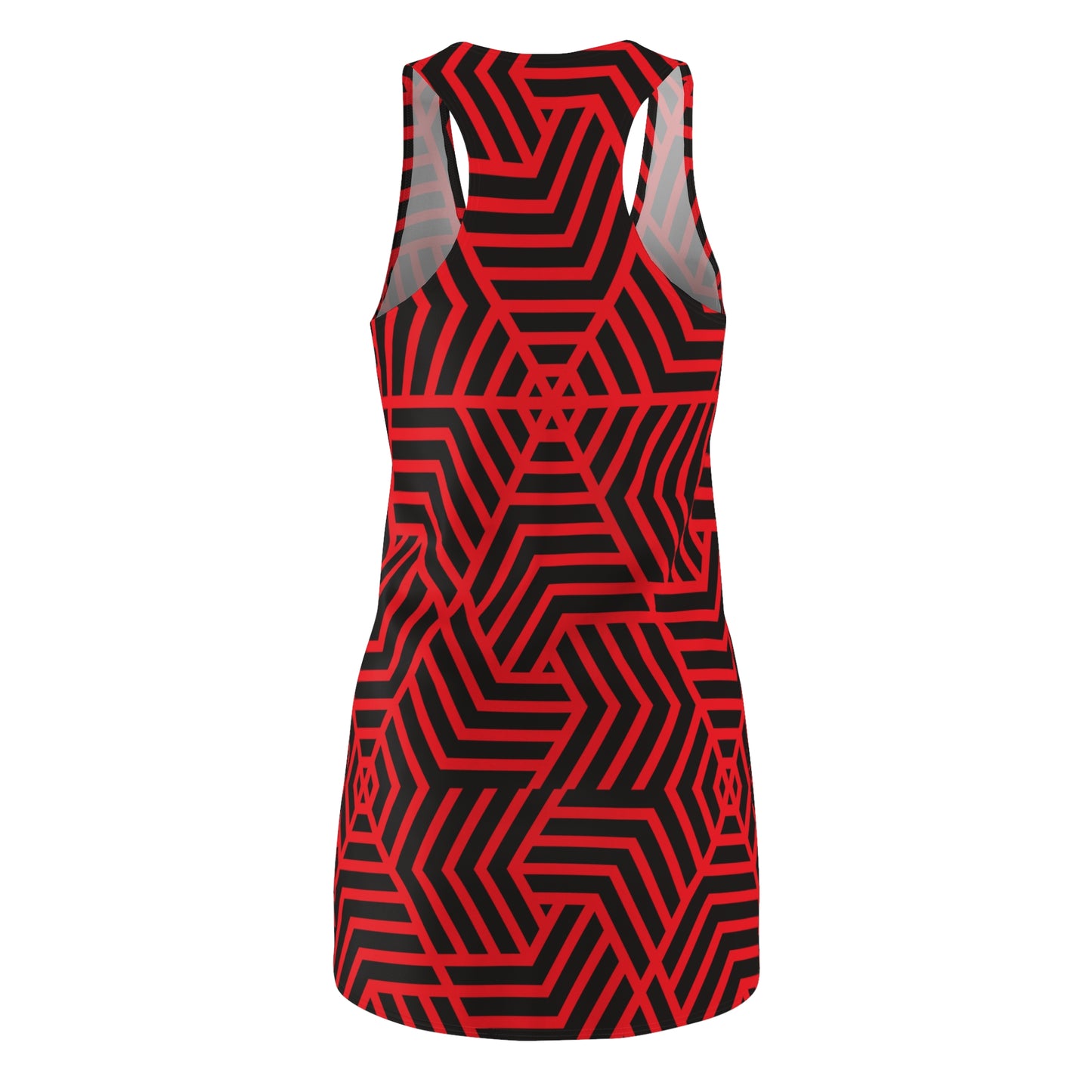 Racerback Kleid Damen – Rotes Sommerkleid mit geometrischem Muster