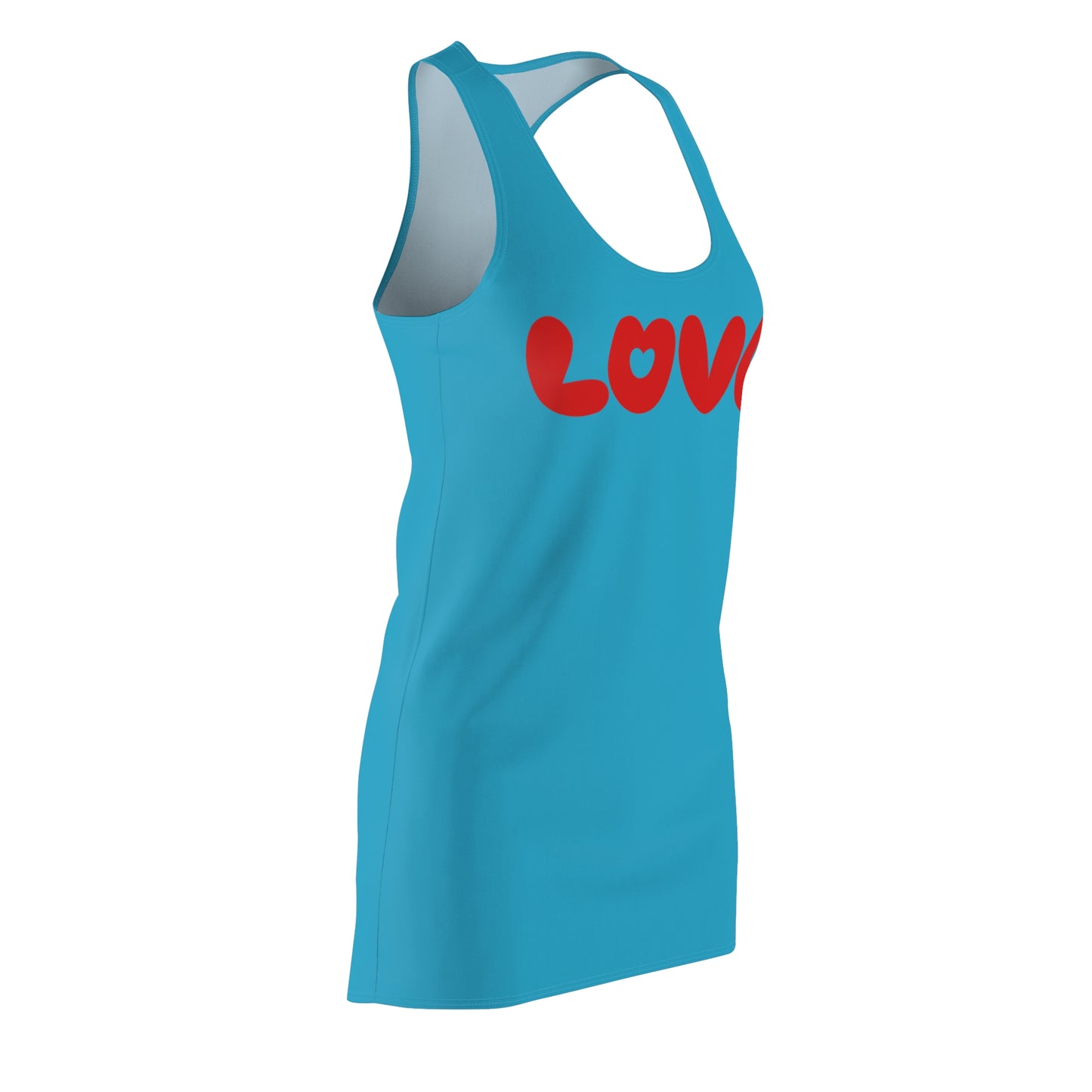Love Racerback Kleid – Türkis Rot Schriftzug Kleid
