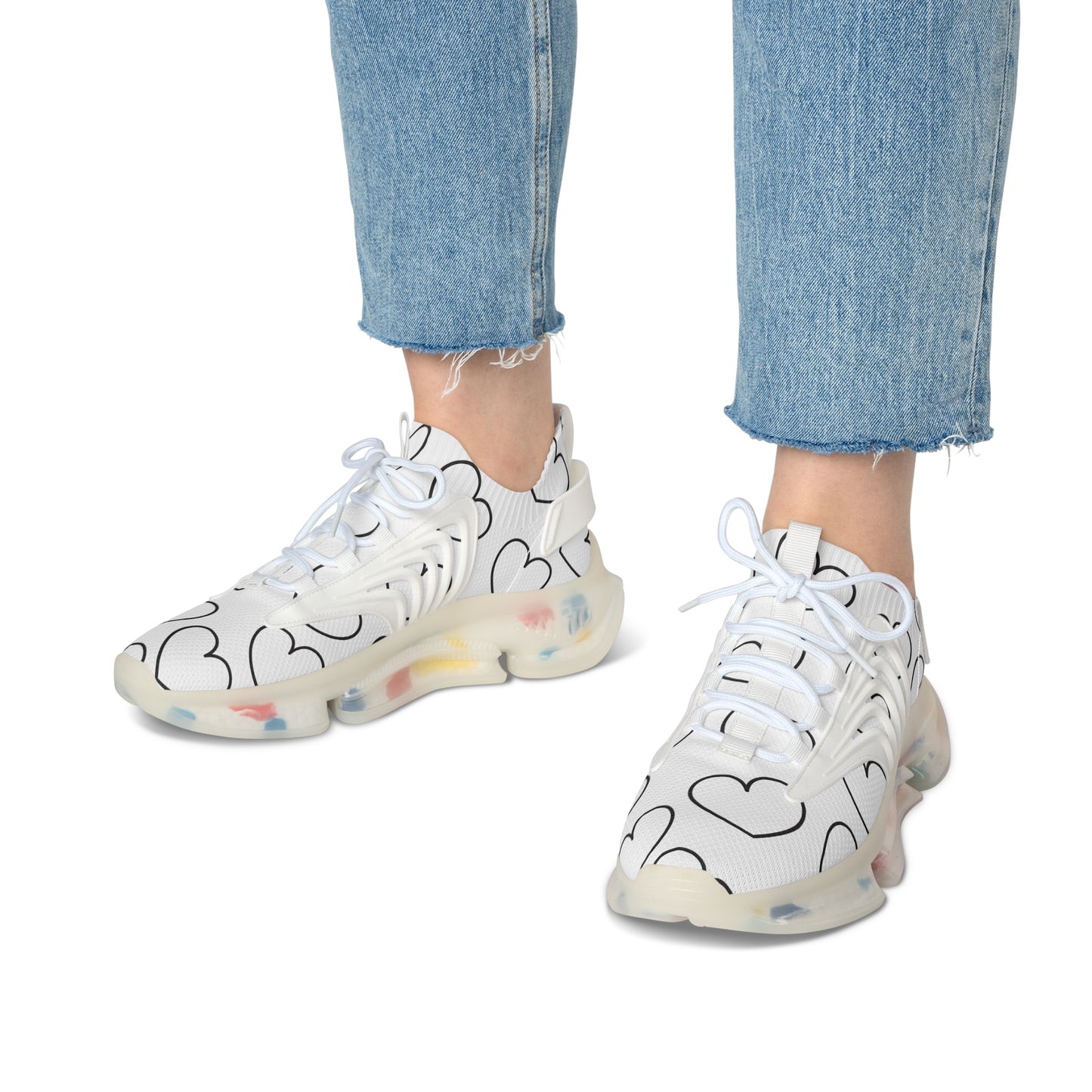 Damen Sneaker mit Herzmuster – Stylische Sportschuhe