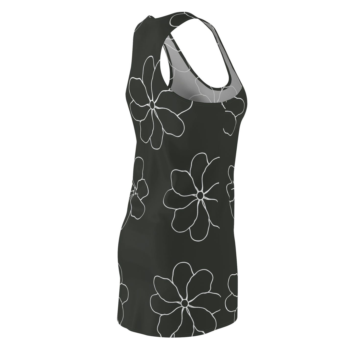 Damen Kleid Schwarz Blumen Racerback Sommer Casual Strand