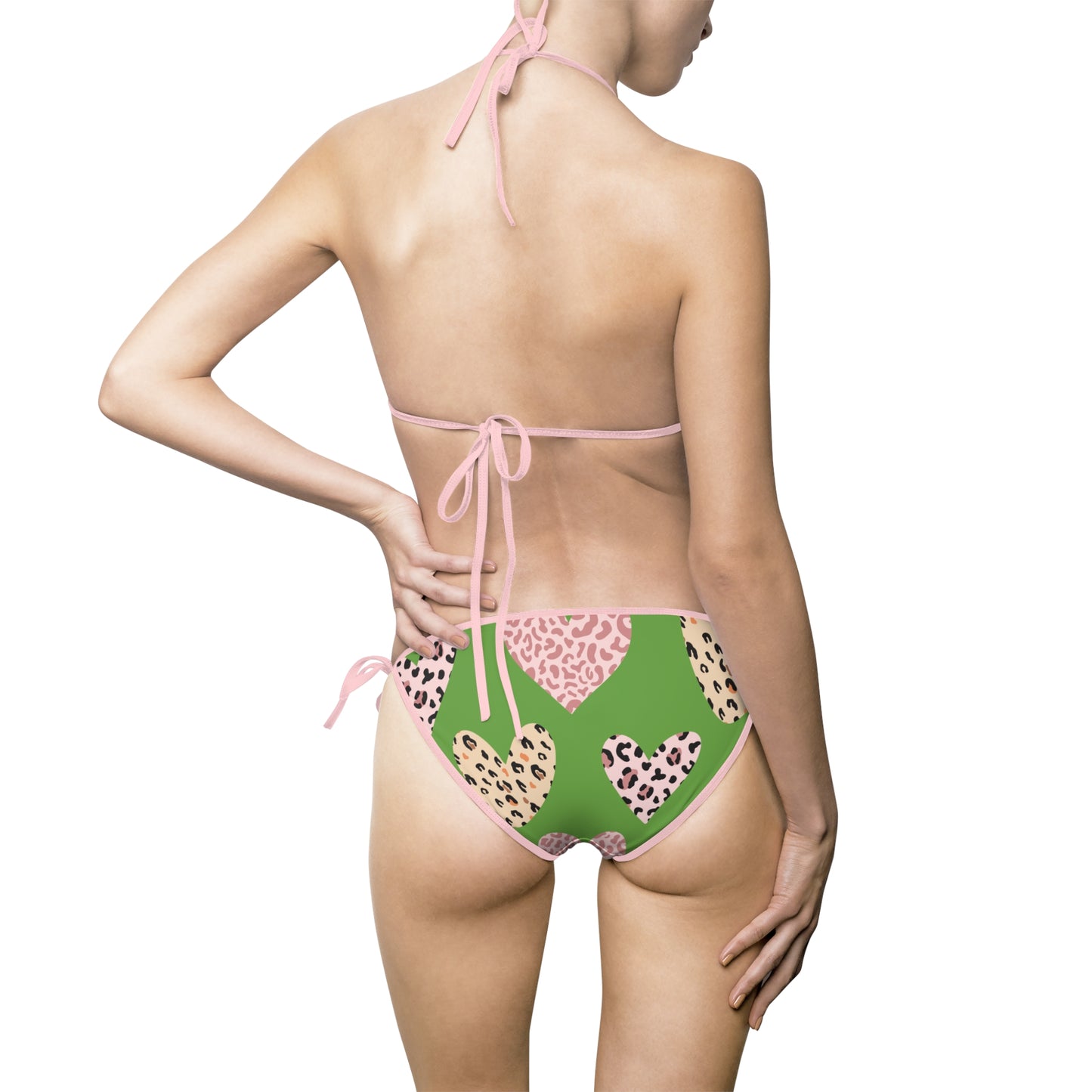 Leopard Heart Bikini Set – Sexy Tierprint Badeanzug grün