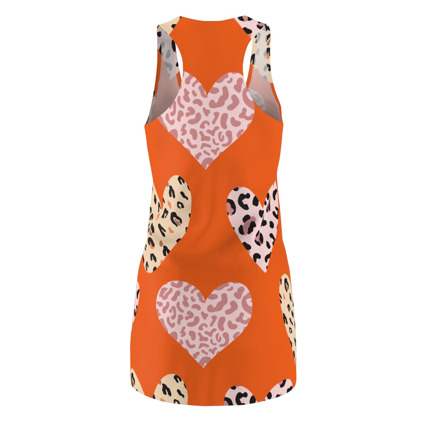 Orange Herz Leopard Racerback Kleid – Weiß Pink Sommerkleid