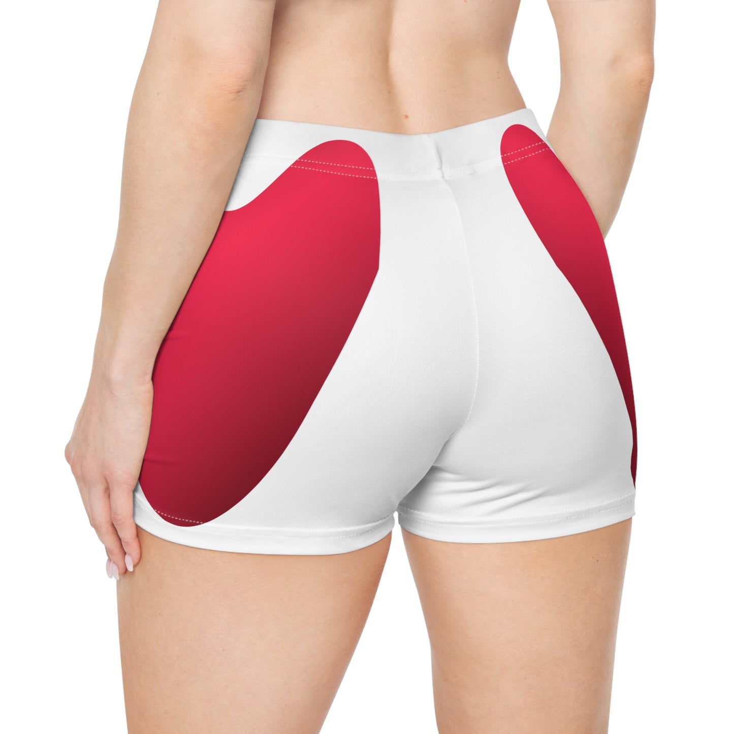 Damen Shorts Rot Herzmuster Sommermode Activewear Geschenkidee