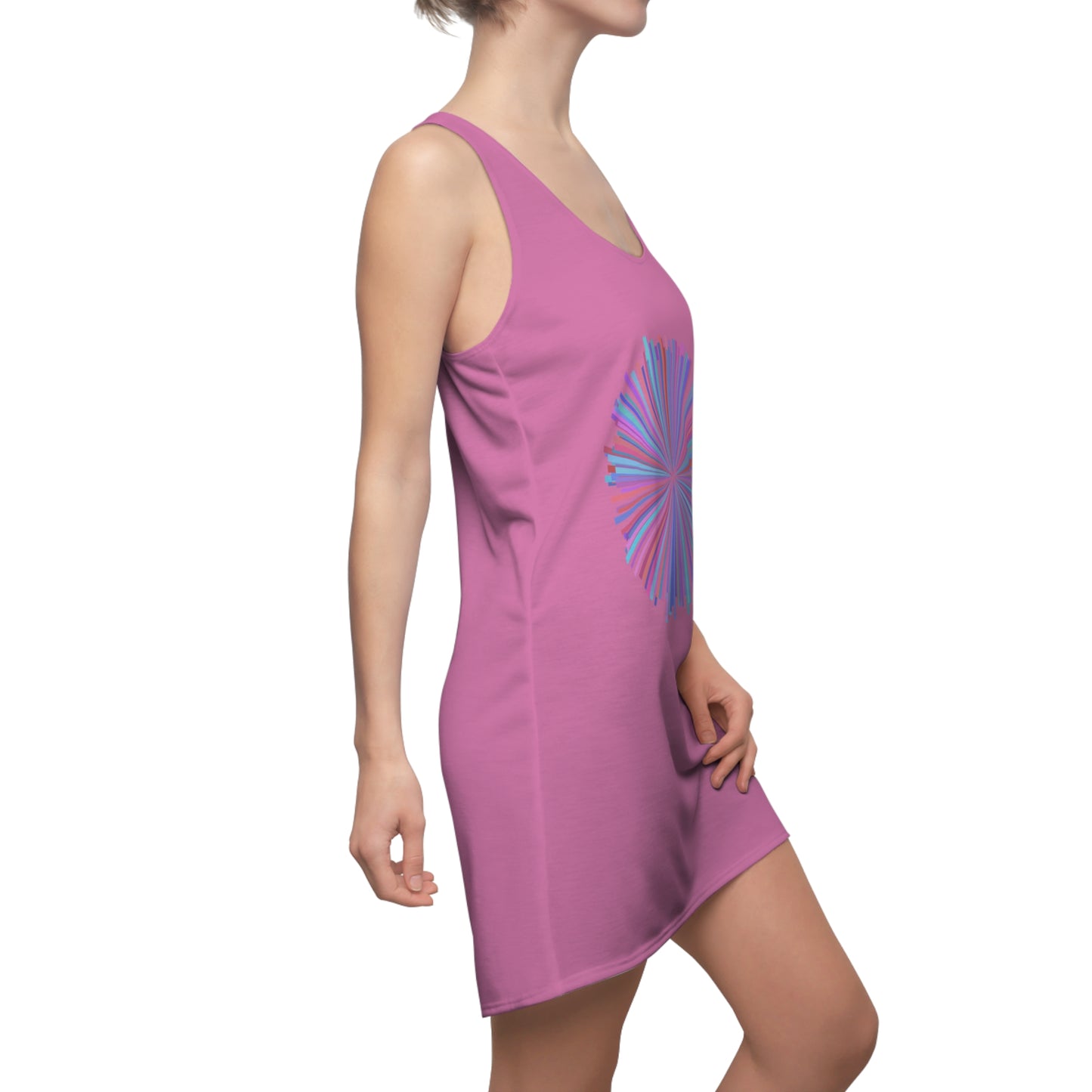 Racerback Kleid mit Aquarell-Muster – Rosa Sommerkleid, elegant & leicht