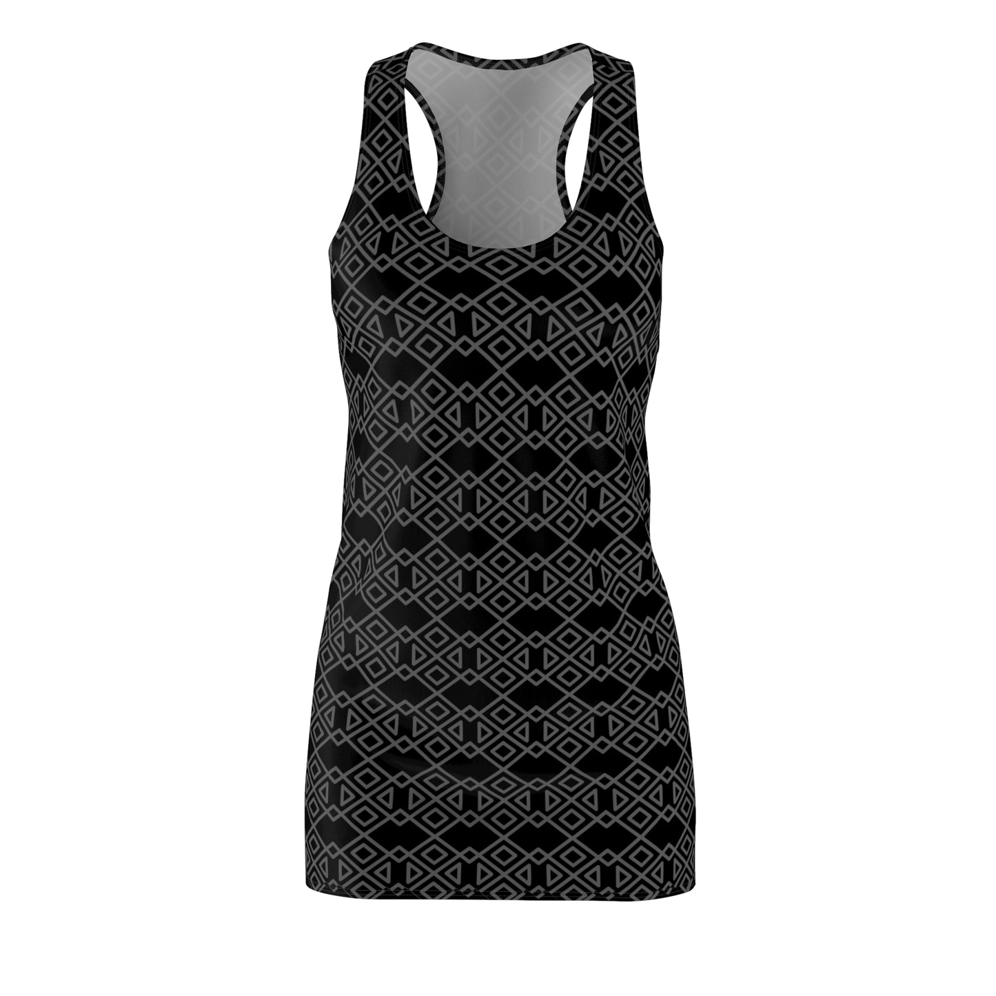 Schwarz Grau Geometrie Racerback Kleid – Modernes Sommerkleid