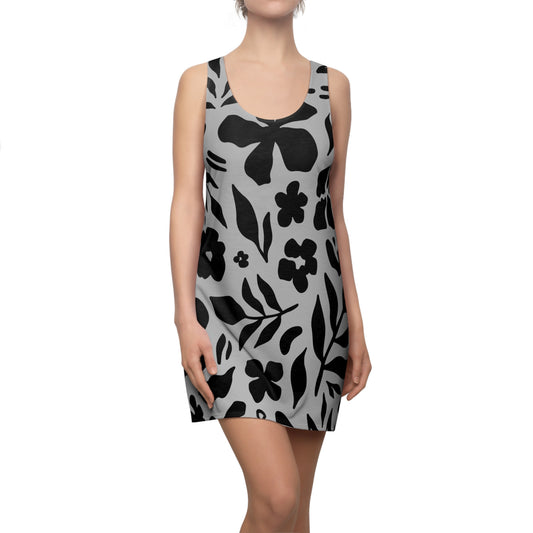 Schwarz Grau Floral Racerback Kleid – Sommer Damenmode