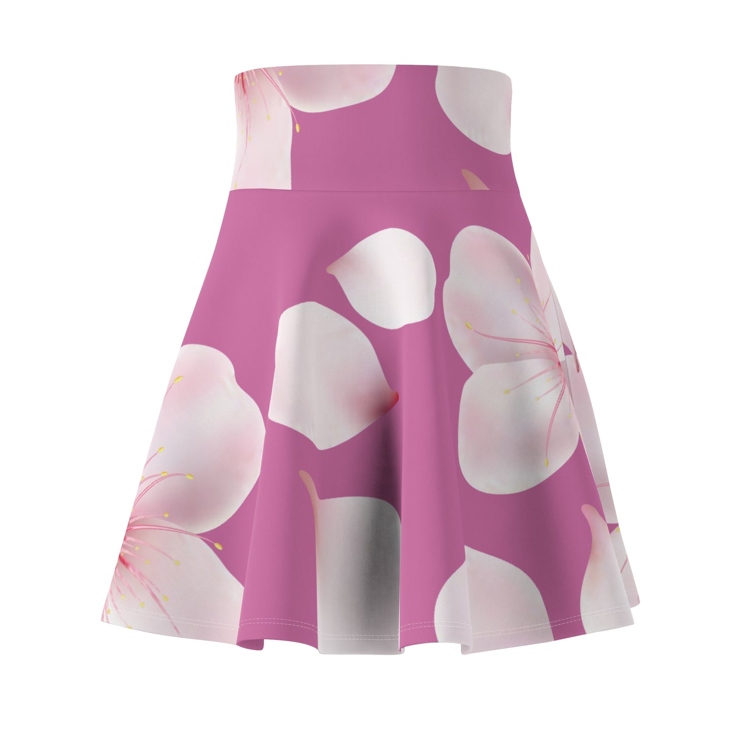 Rosaner Damen Rock Blütenmuster Skater Elegant Sommer Casual