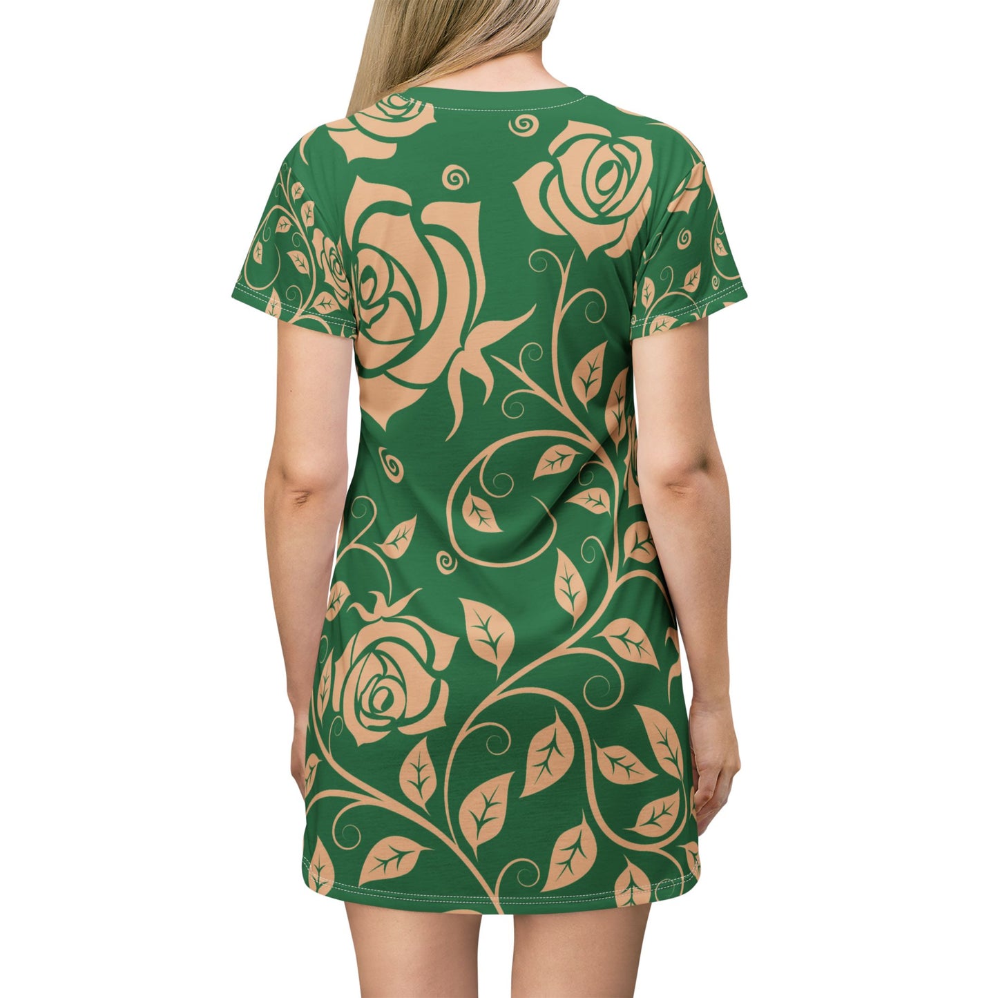 Grüner Damen Kleid Blumen T Shirt Style Sommer Boho Casual