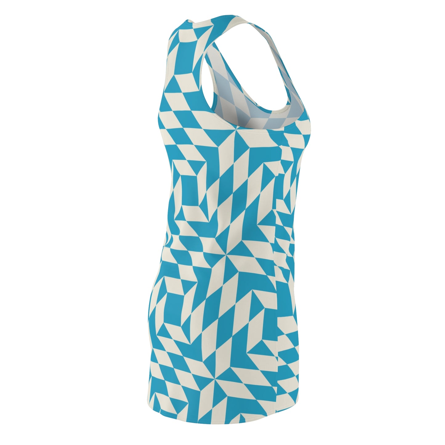 Racerback Kleid Damen – Türkises Sommerkleid mit geometrischem Muster