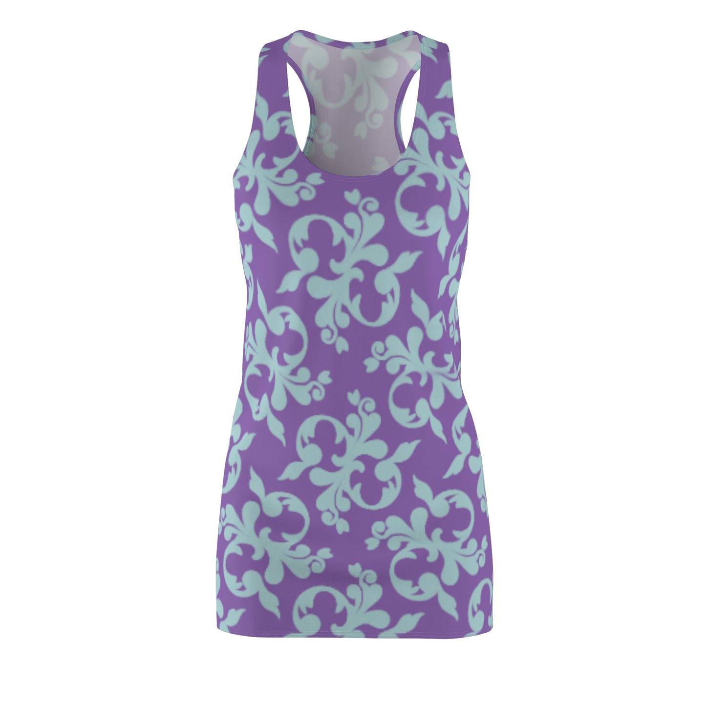 Hell Lila Türkis Floral Racerback Kleid – Sommer Damenmode