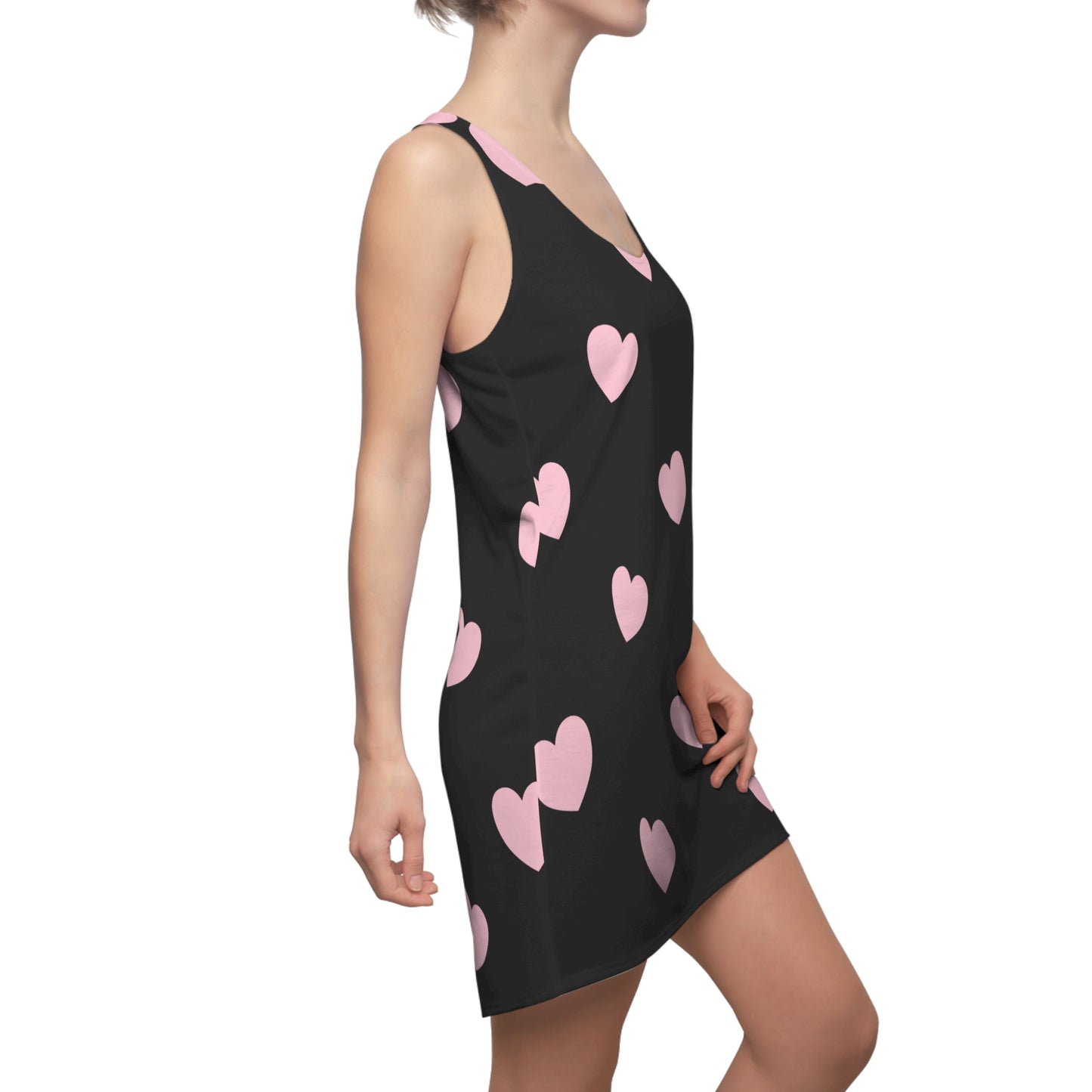 Rosa Herz Racerback Kleid – Romantisches Sommerkleid